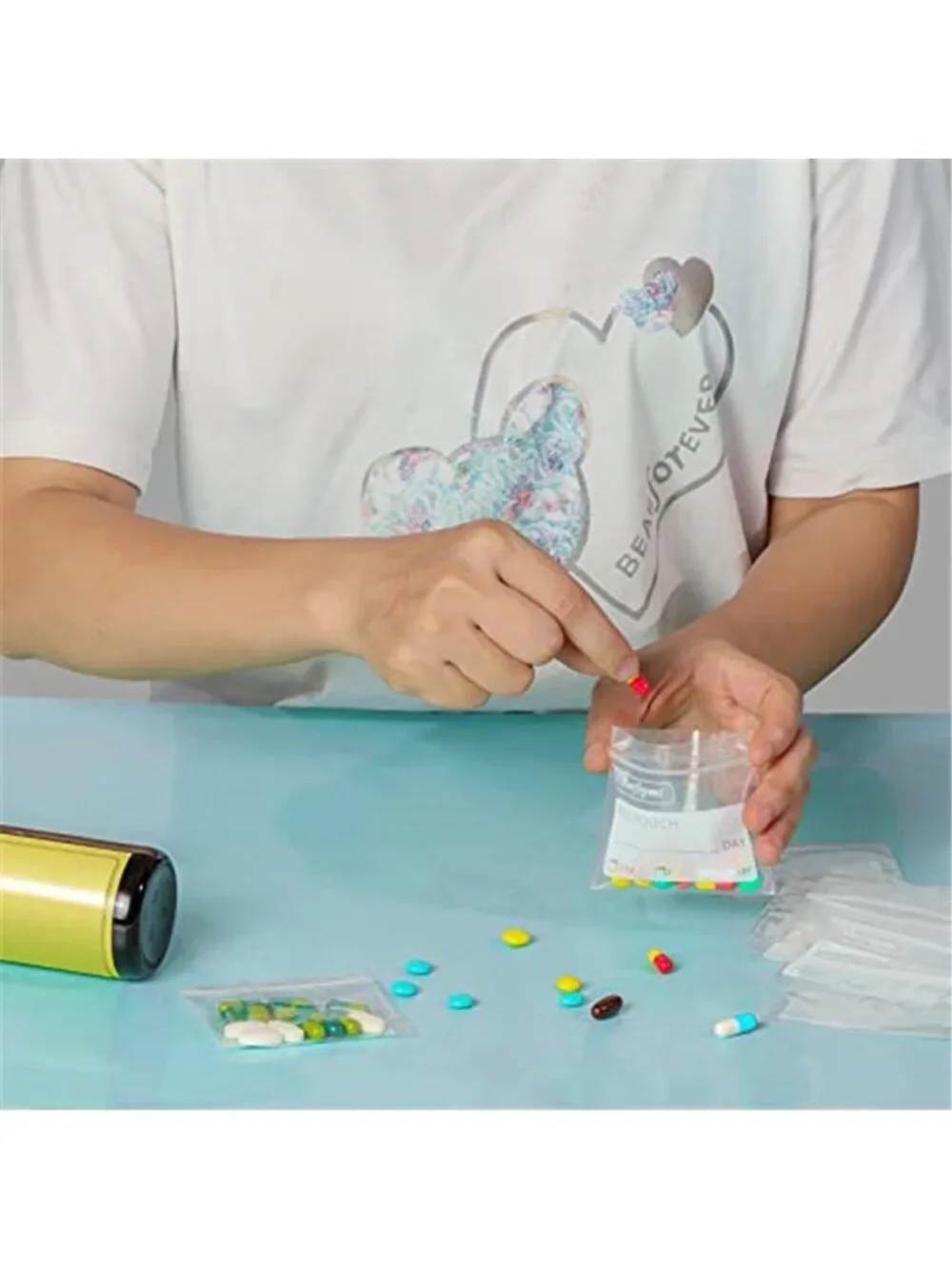 Travel Pill Bags Pouch Organizer 120 Pack Reusable Zipper Seal Waterproof AM PM